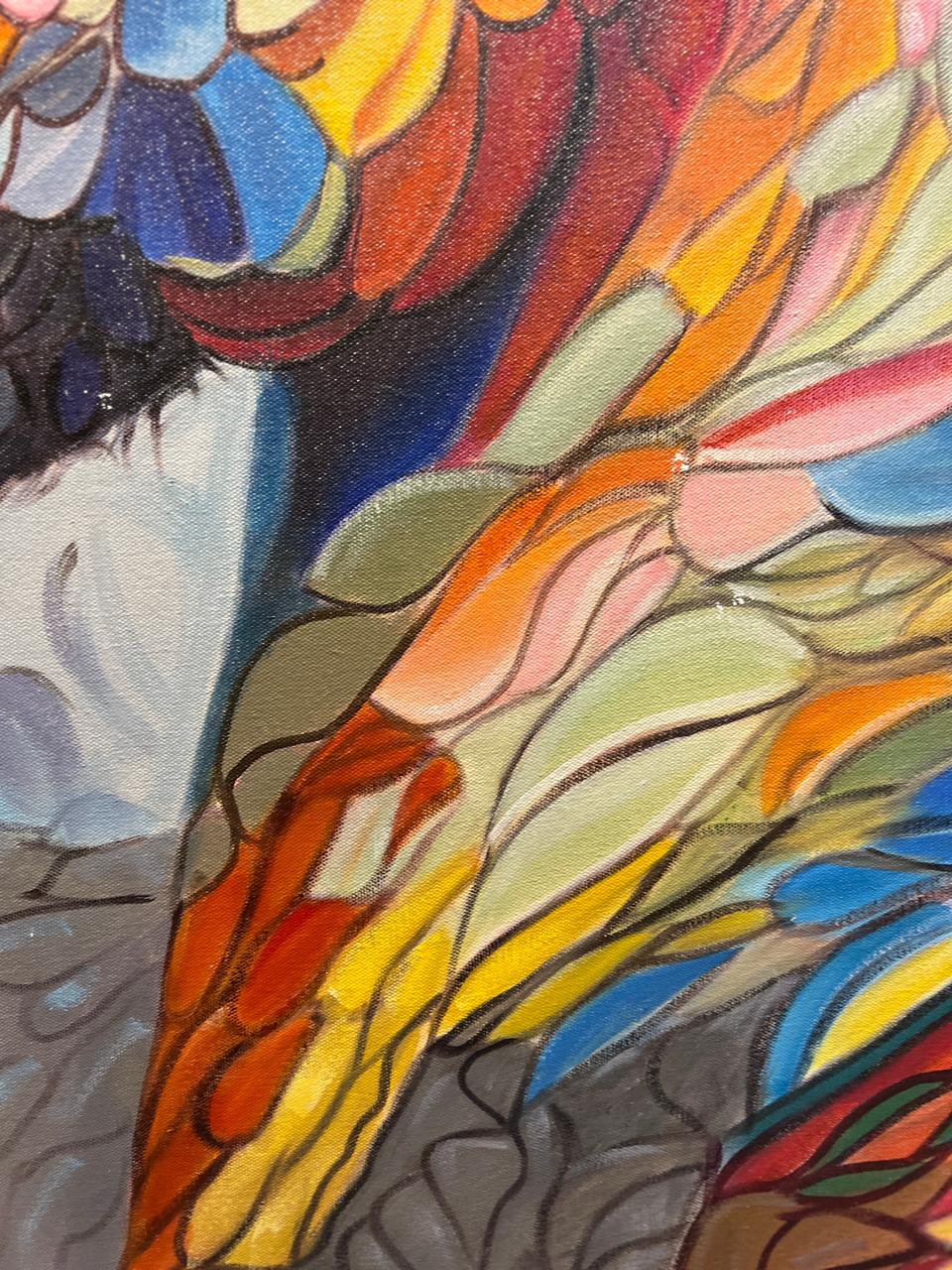 Colorful Spirit Horse – Handmade Oil Painting 30×42 in