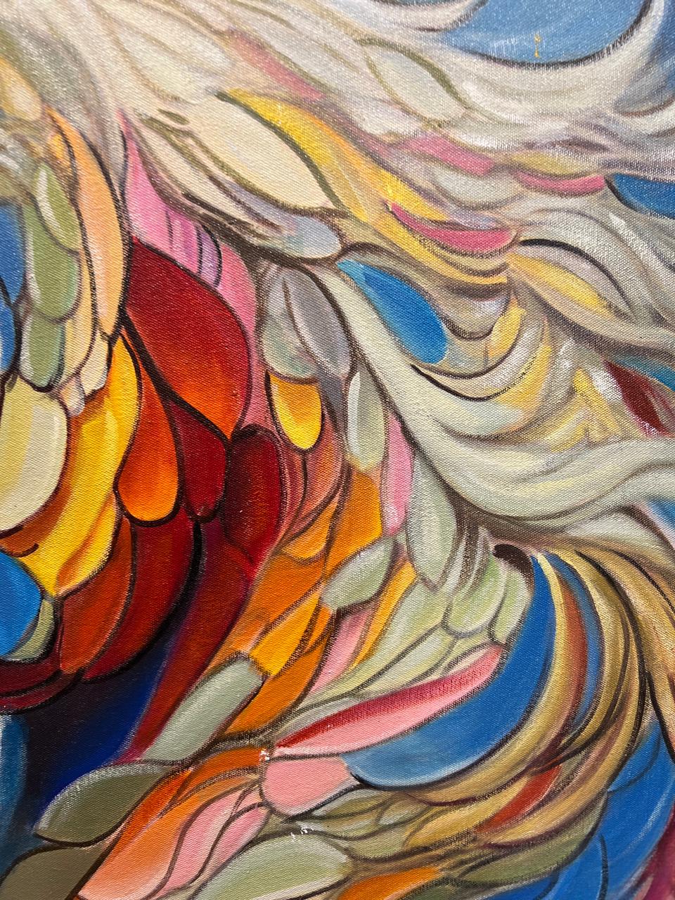 Colorful Spirit Horse – Handmade Oil Painting 30×42 in