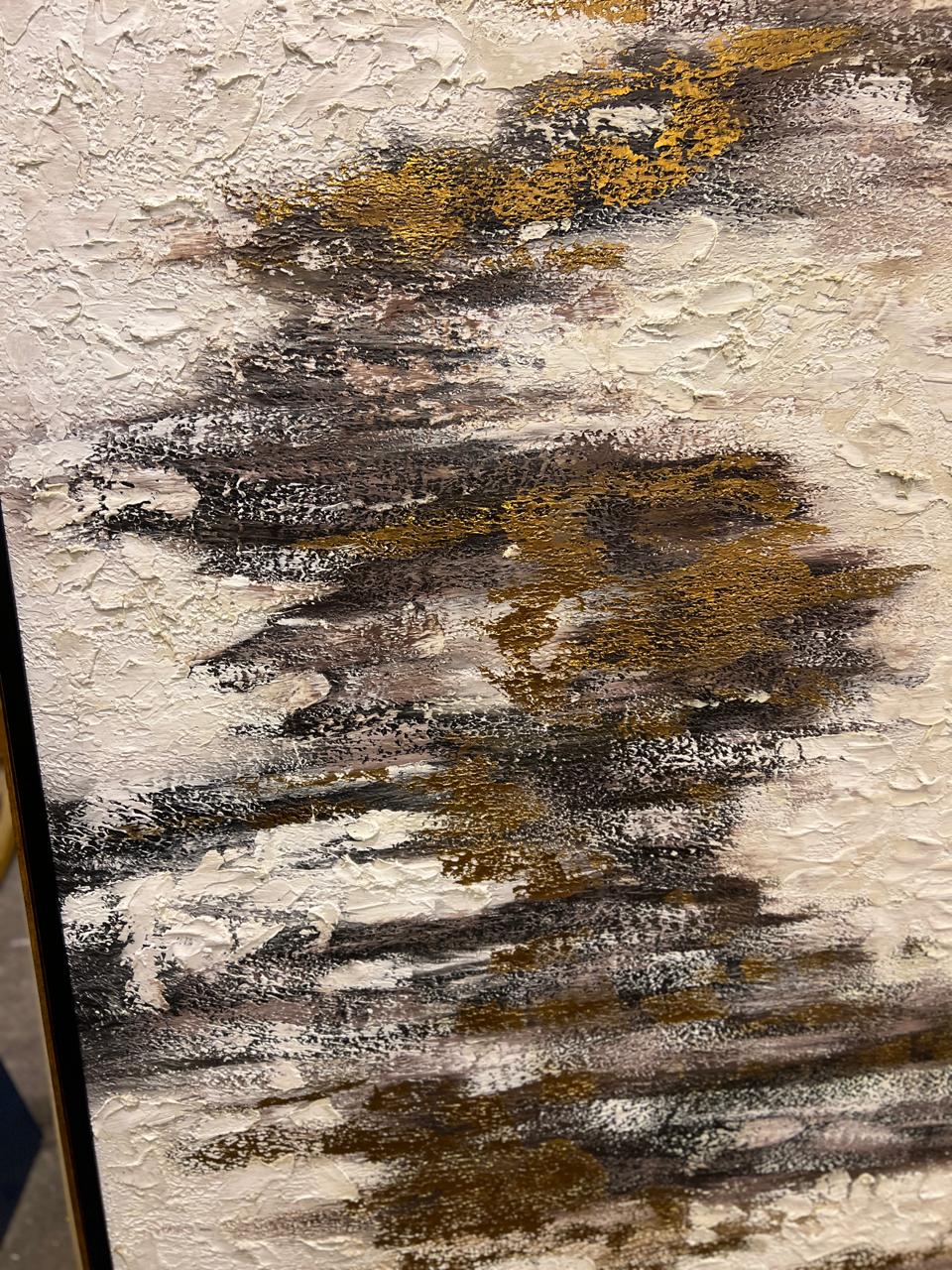 Golden Earth Abstract Texture Art with Rich Neutral & Gold Accents – Size 30 × 48 Inches