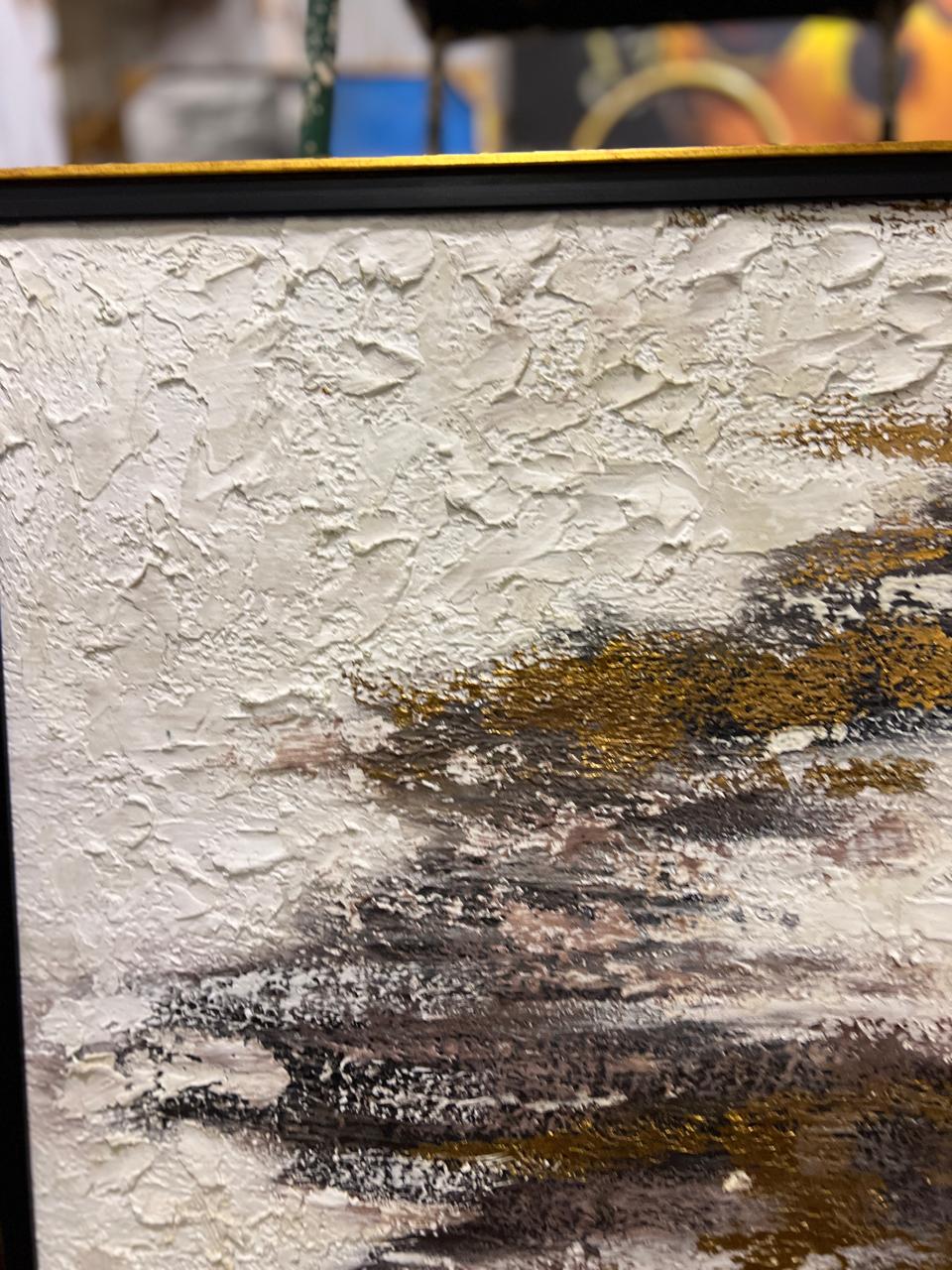 Golden Earth Abstract Texture Art with Rich Neutral & Gold Accents – Size 30 × 48 Inches