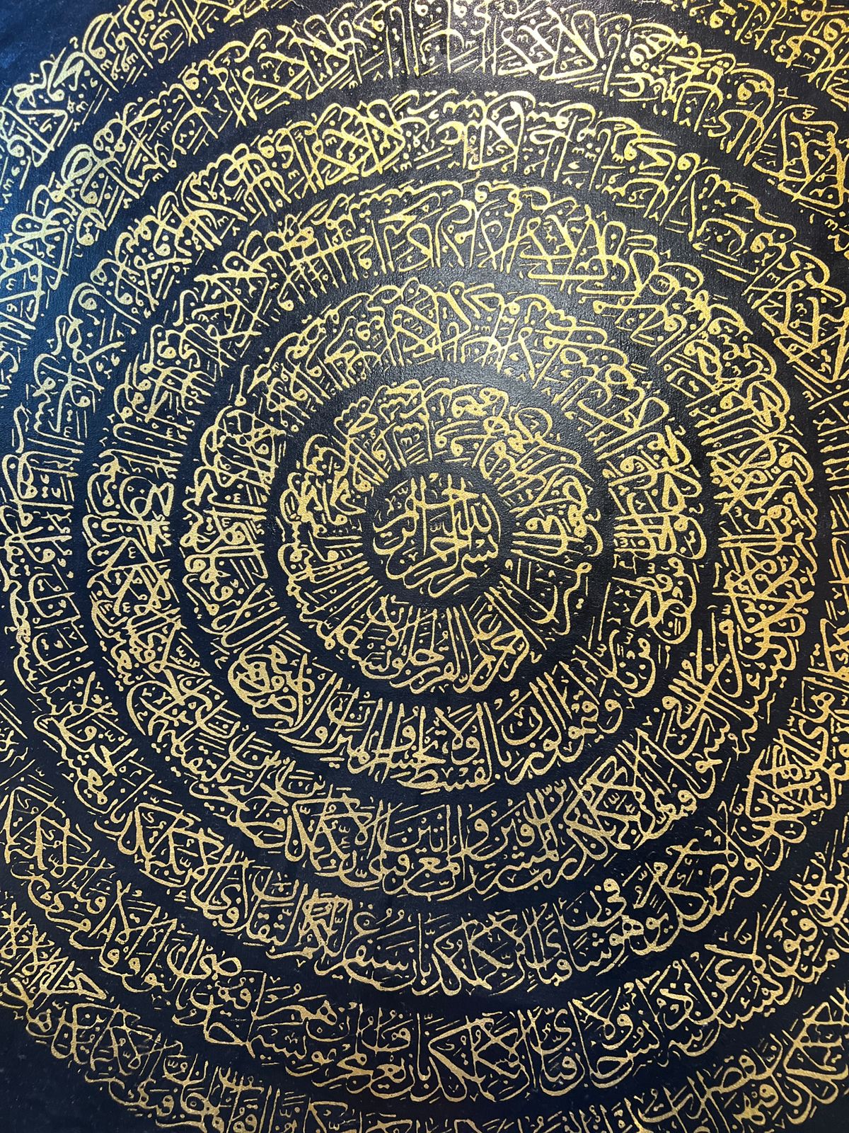 "Golden Ayat Spiral – 42x42” Hand-Painted Canvas"