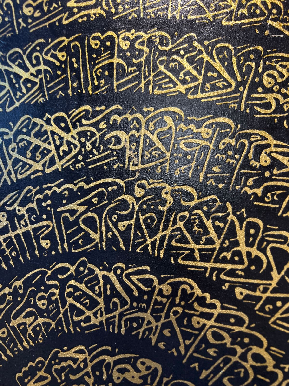 "Golden Ayat Spiral – 42x42” Hand-Painted Canvas"