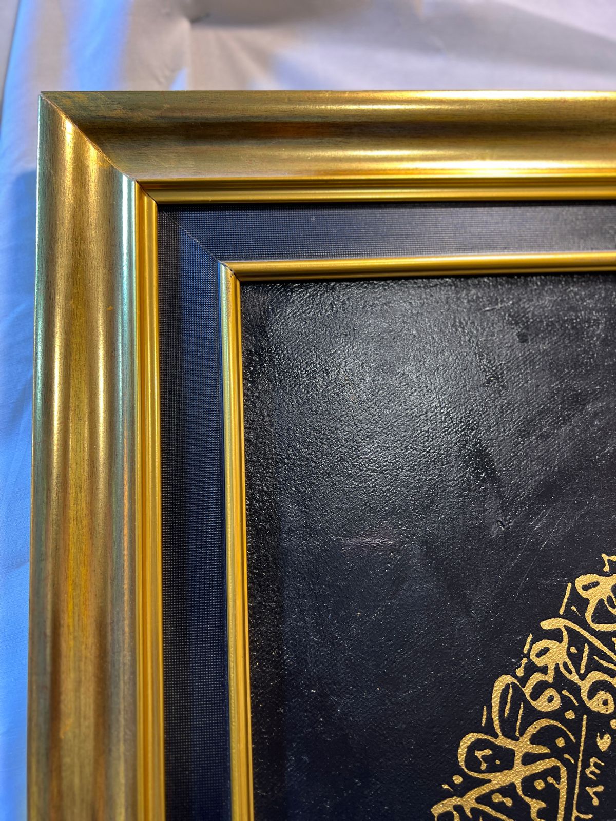 "Golden Ayat Spiral – 42x42” Hand-Painted Canvas"