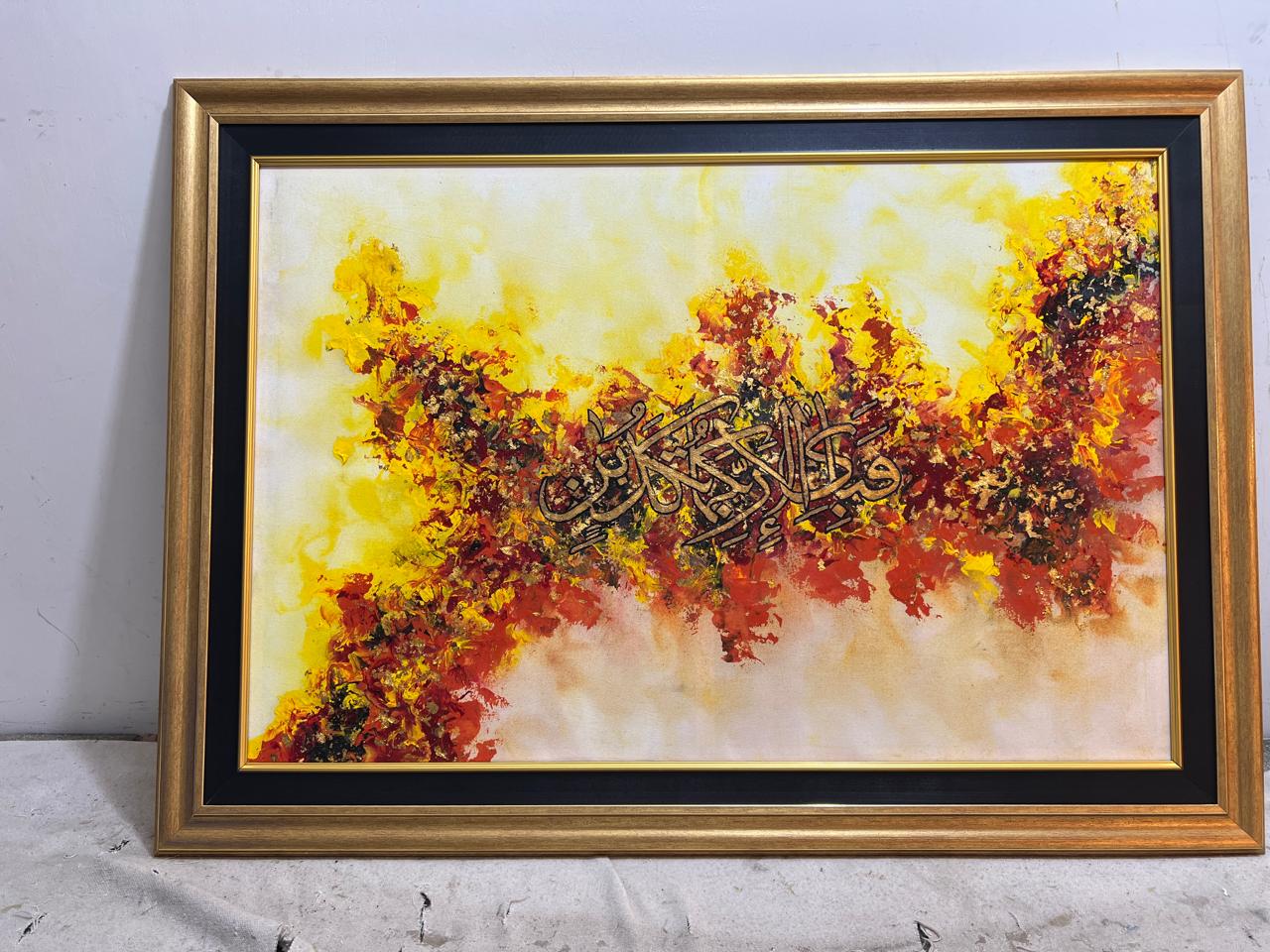 Autumn Reflections Cityscape – Handmade Oil Painting 36×48 in