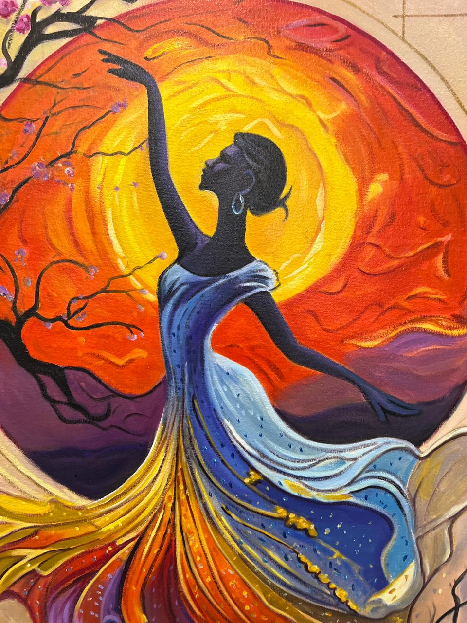 Dancing Soul in Bloom – Handmade Oil Painting 30×42 in
