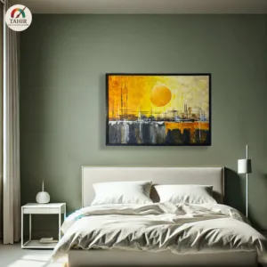 Handmade Oil Painting on Canvas | Abstract Sun Landscape | 24x36 Inches