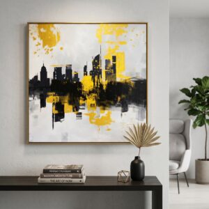 Urban Gold Skyline Canvas Art (36" x 36")
